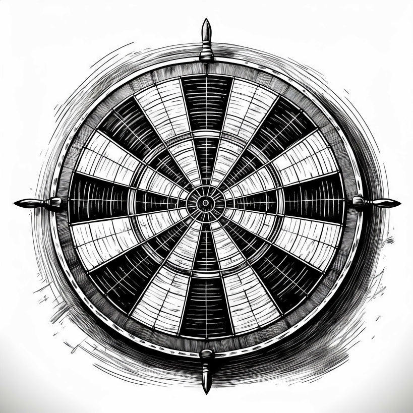 Digital Art Download - Dartboard Ink Drawing
