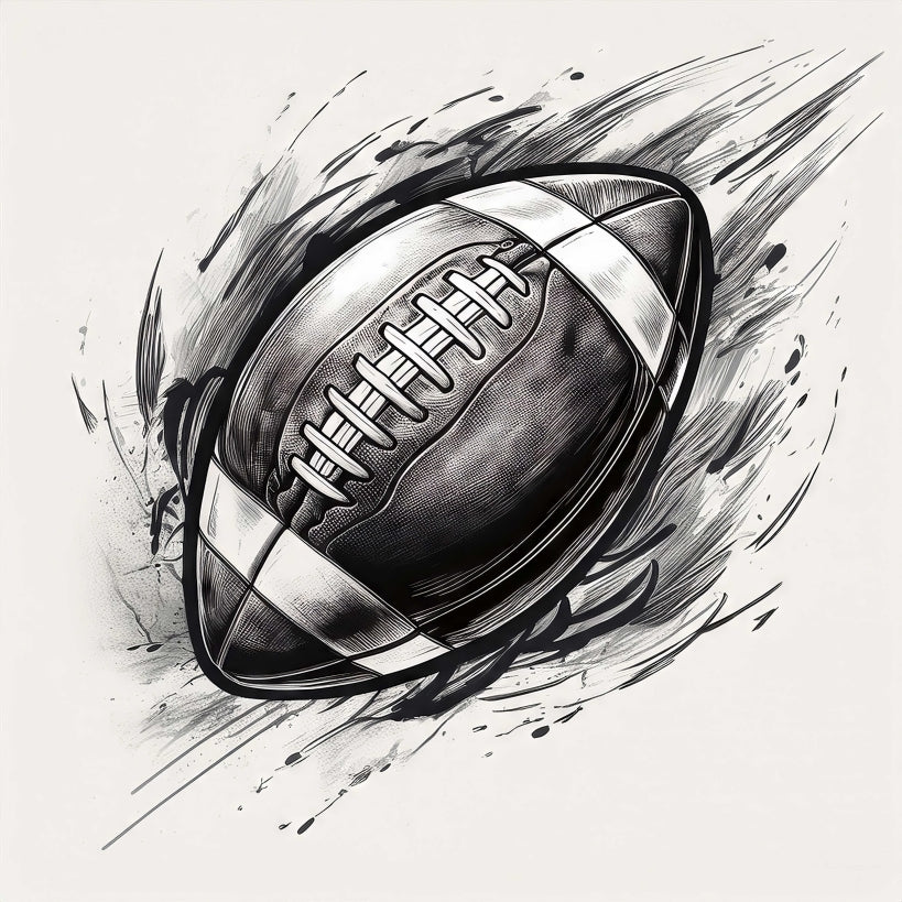 Digital Art Download - Football in Motion Ink Drawing