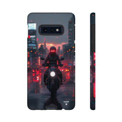 Futuristic Biker in the City Phone Case