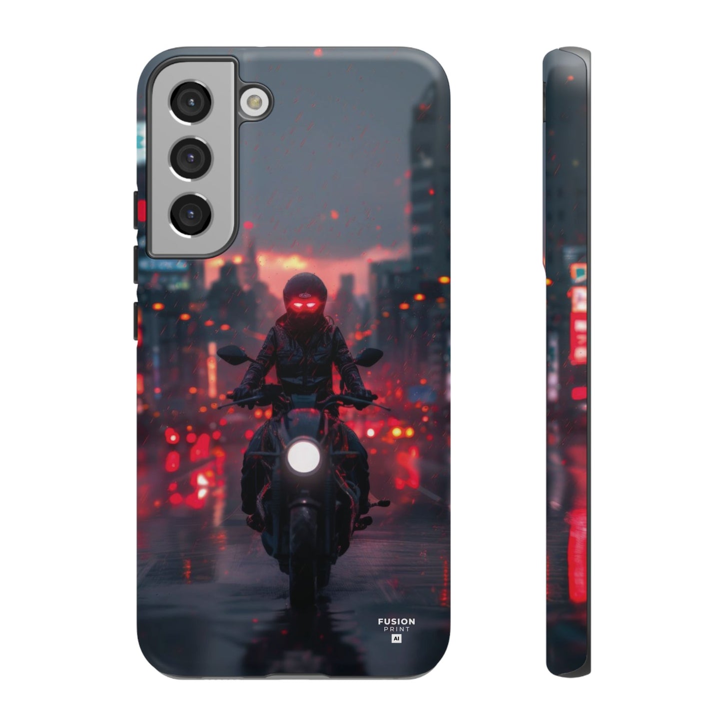 Futuristic Biker in the City Phone Case