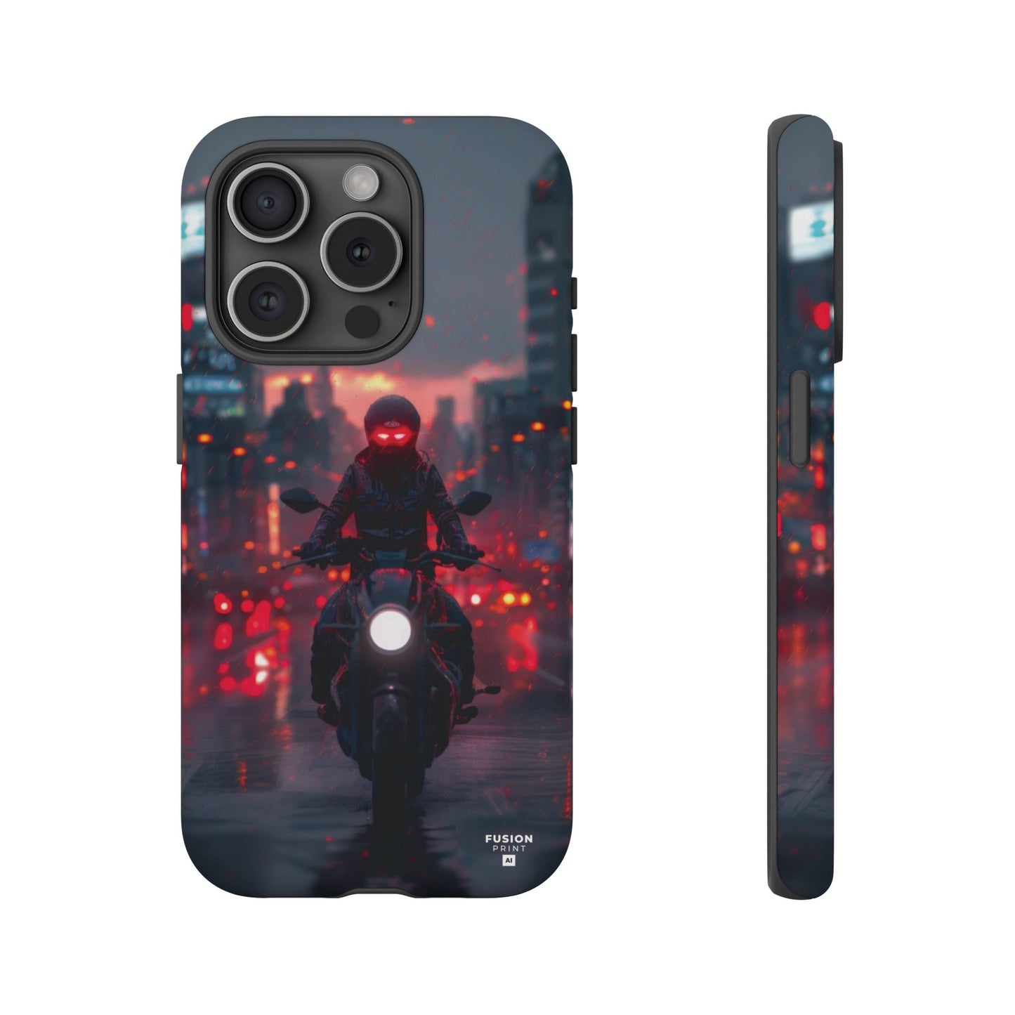 Futuristic Biker in the City Phone Case