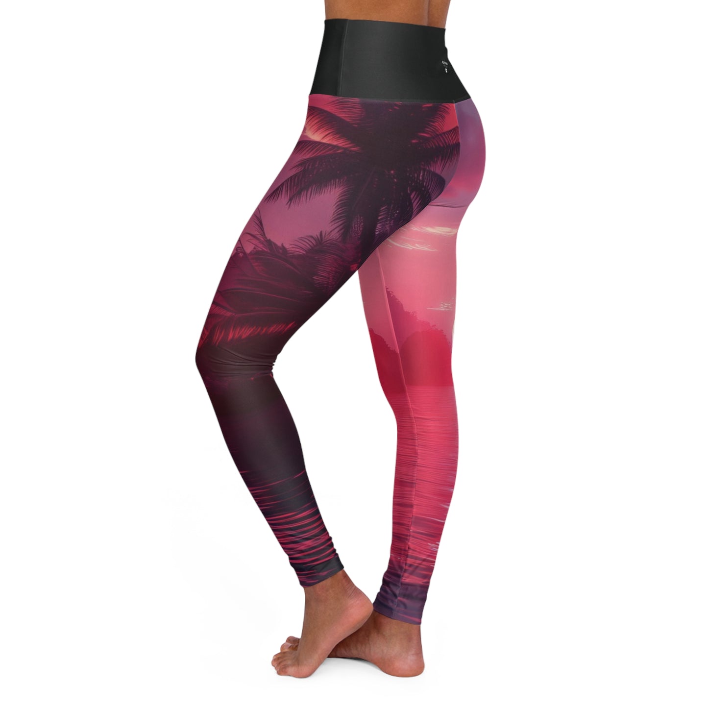 Synth-Wave Sunrise - High Waisted Yoga Leggings