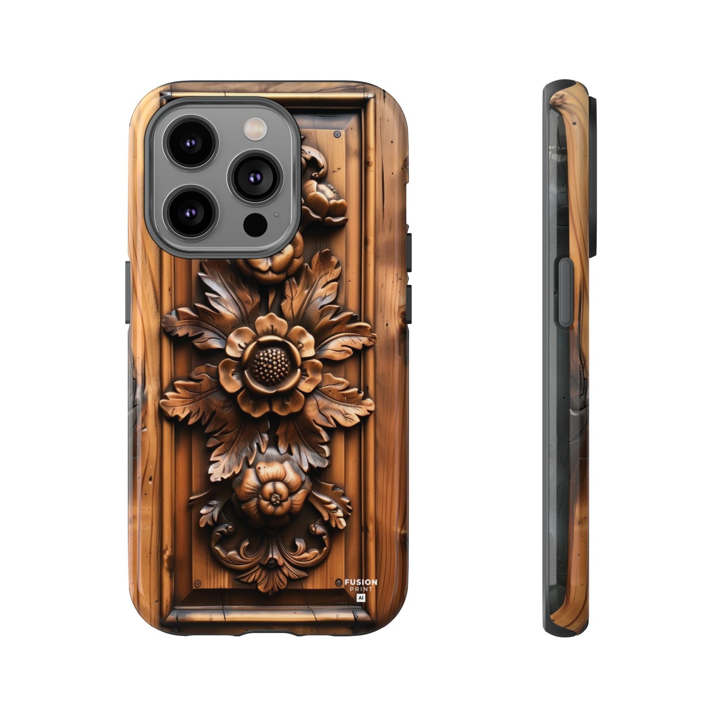 Floret Wood Carving Phone Case