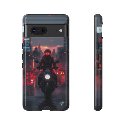 Futuristic Biker in the City Phone Case