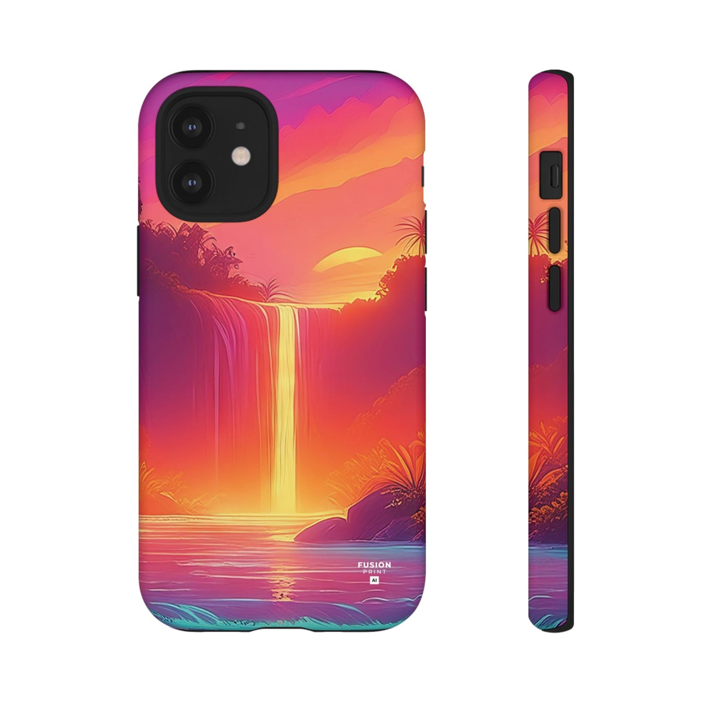 Synth-Wave Waterfall Sunrise Phone Case