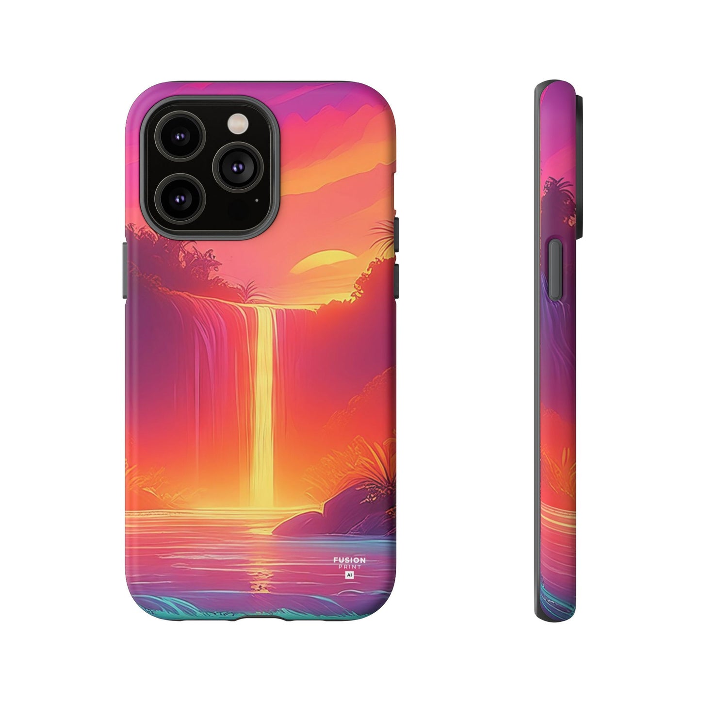 Synth-Wave Waterfall Sunrise Phone Case