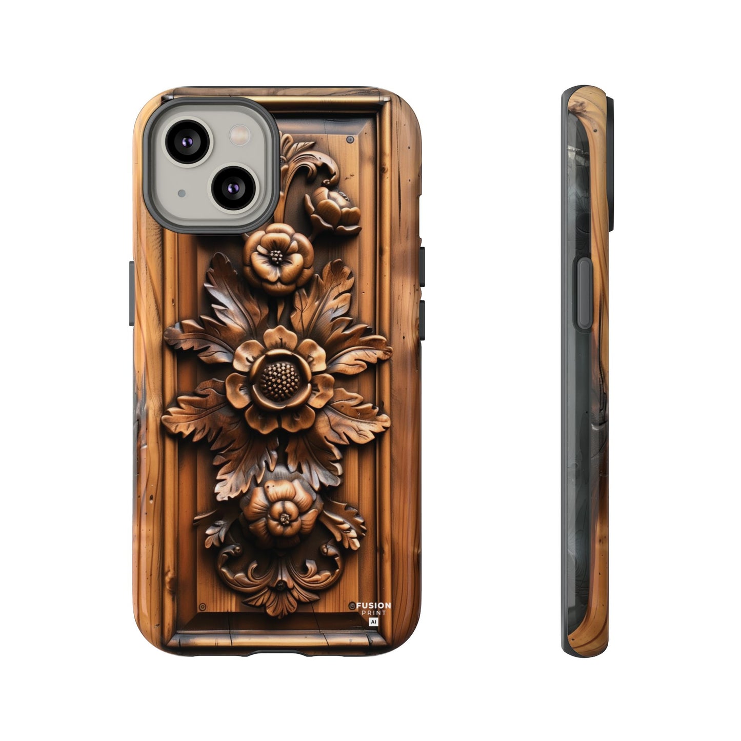 Floret Wood Carving Phone Case