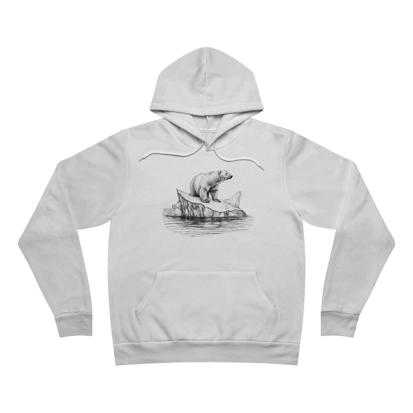 Polar Bear Floats on Iceberg - Unisex Sponge Fleece Pullover Hoodie