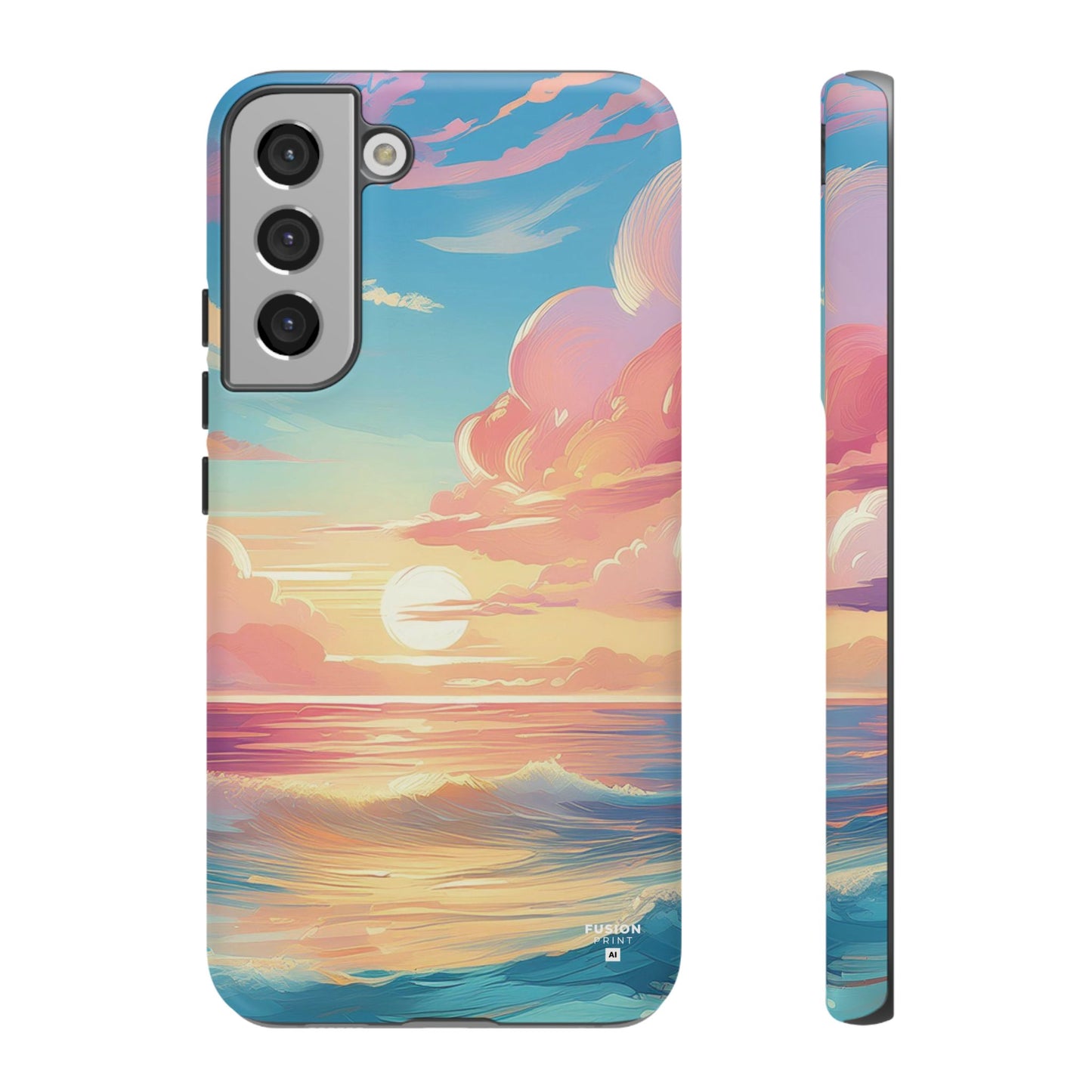 Pop Art Pastel Sky with Clouds Above the Ocean Phone Case