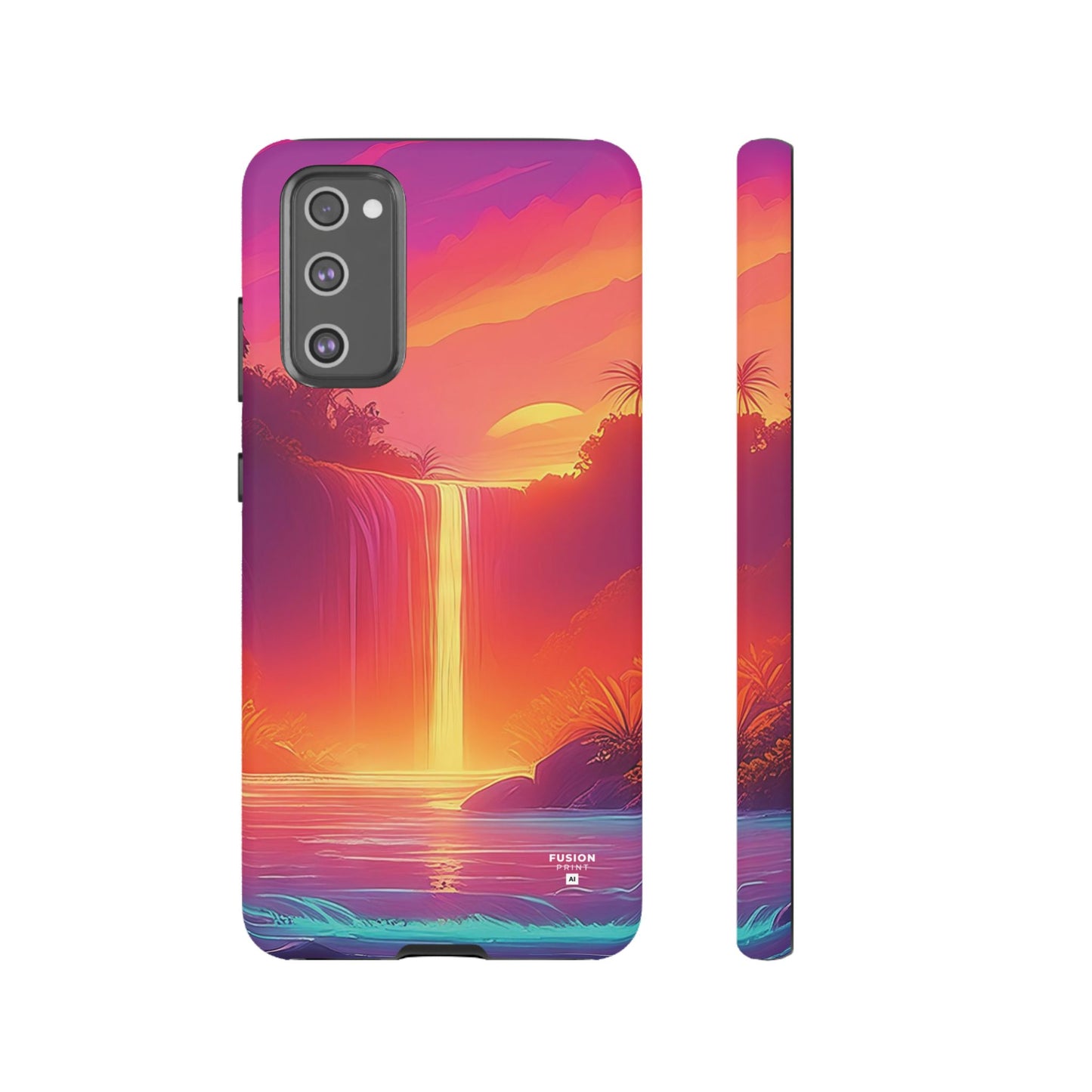 Synth-Wave Waterfall Sunrise Phone Case