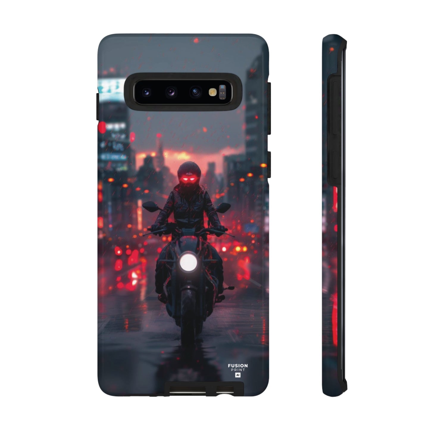 Futuristic Biker in the City Phone Case