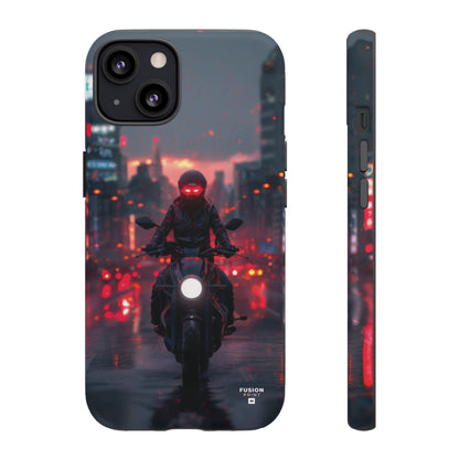 Futuristic Biker in the City Phone Case