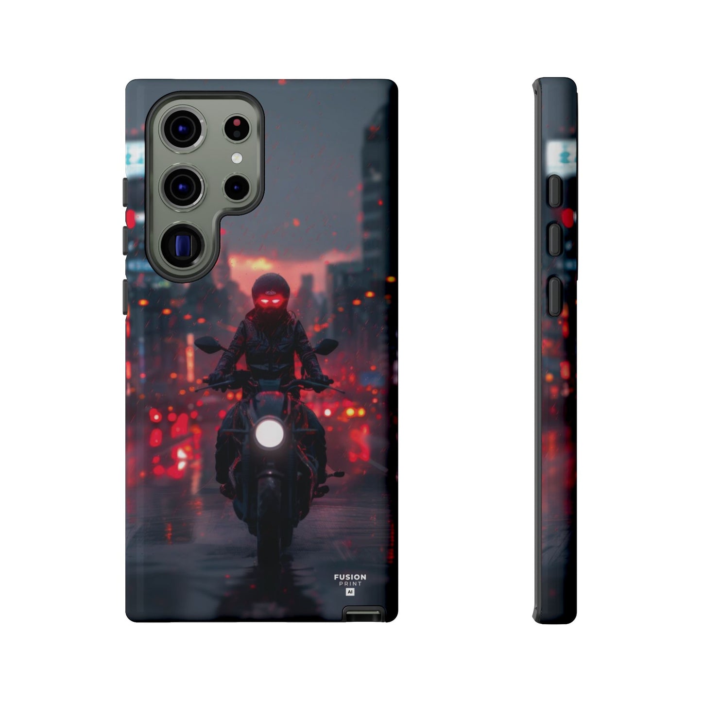 Futuristic Biker in the City Phone Case