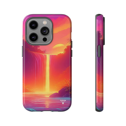 Synth-Wave Waterfall Sunrise Phone Case