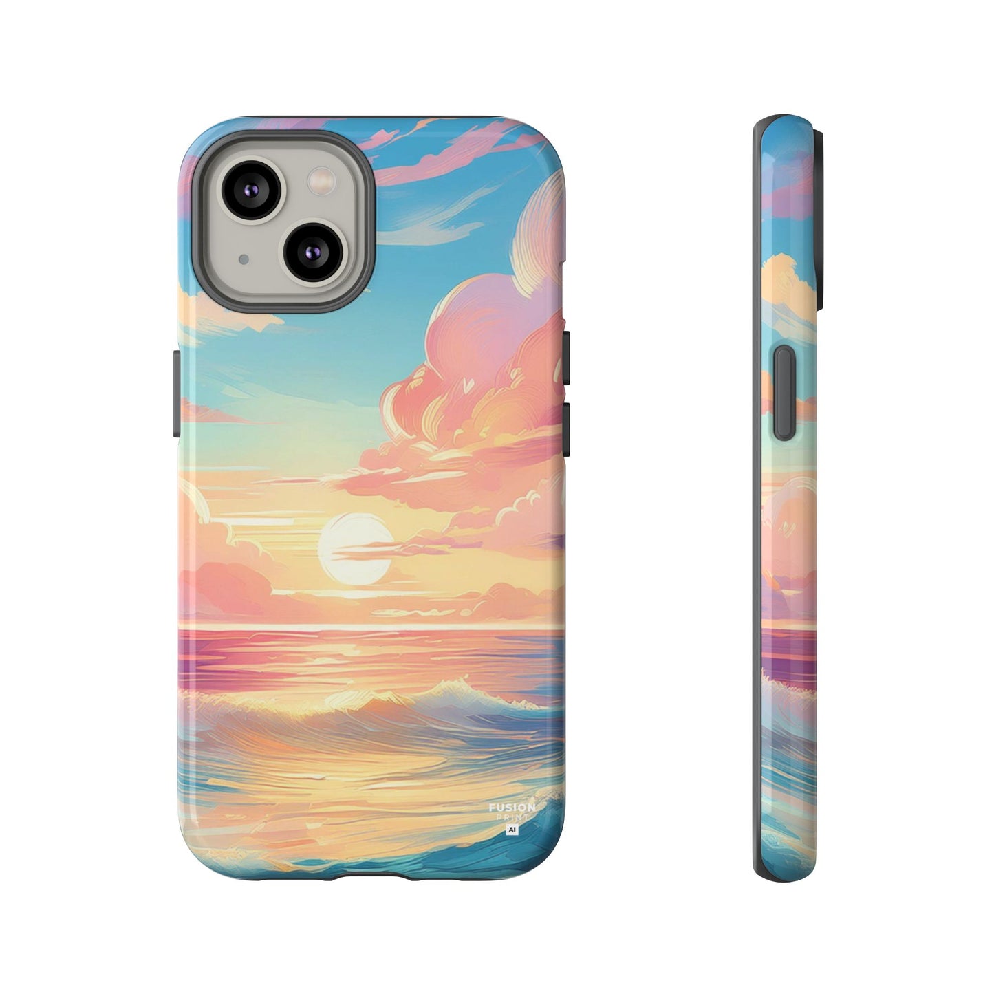 Pop Art Pastel Sky with Clouds Above the Ocean Phone Case