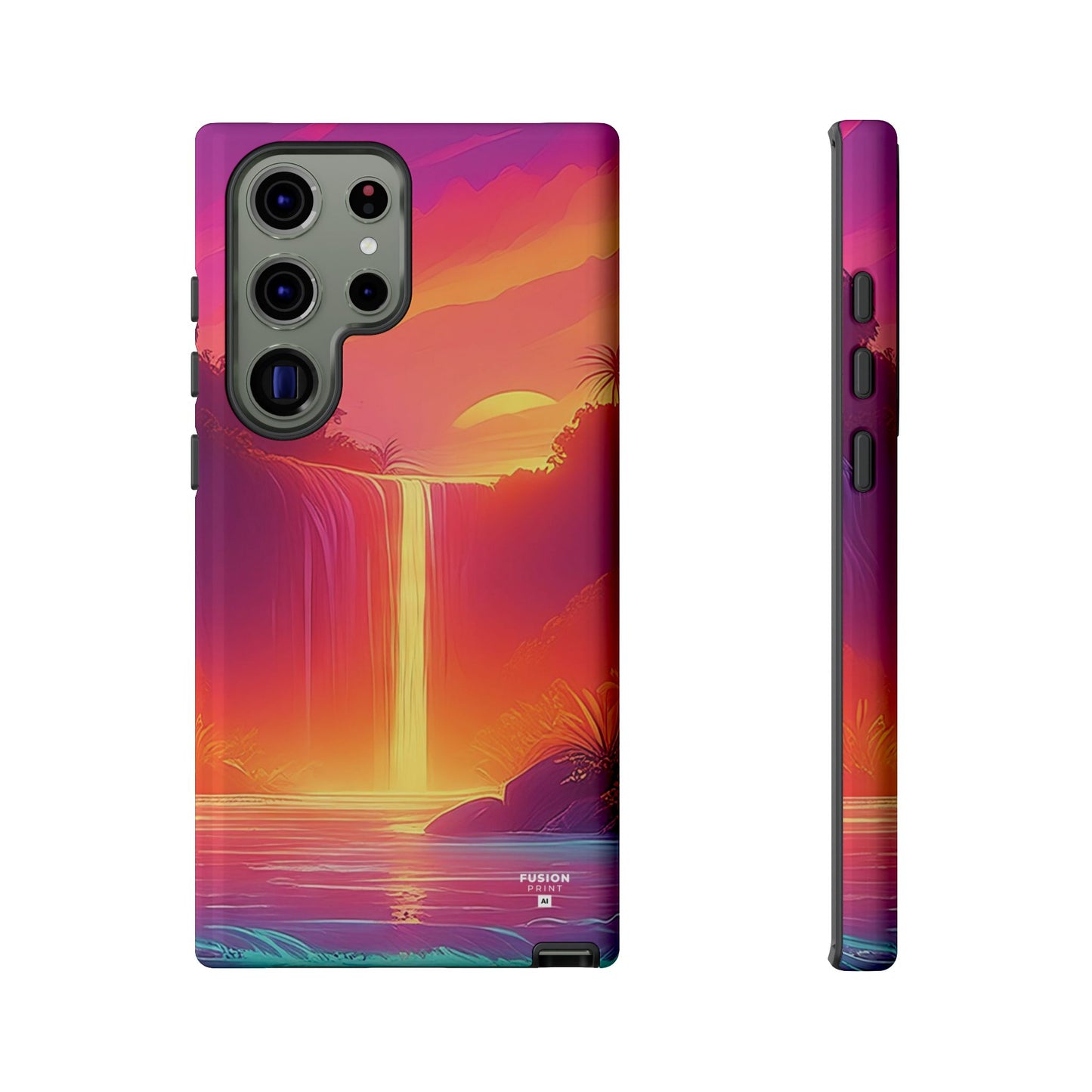 Synth-Wave Waterfall Sunrise Phone Case