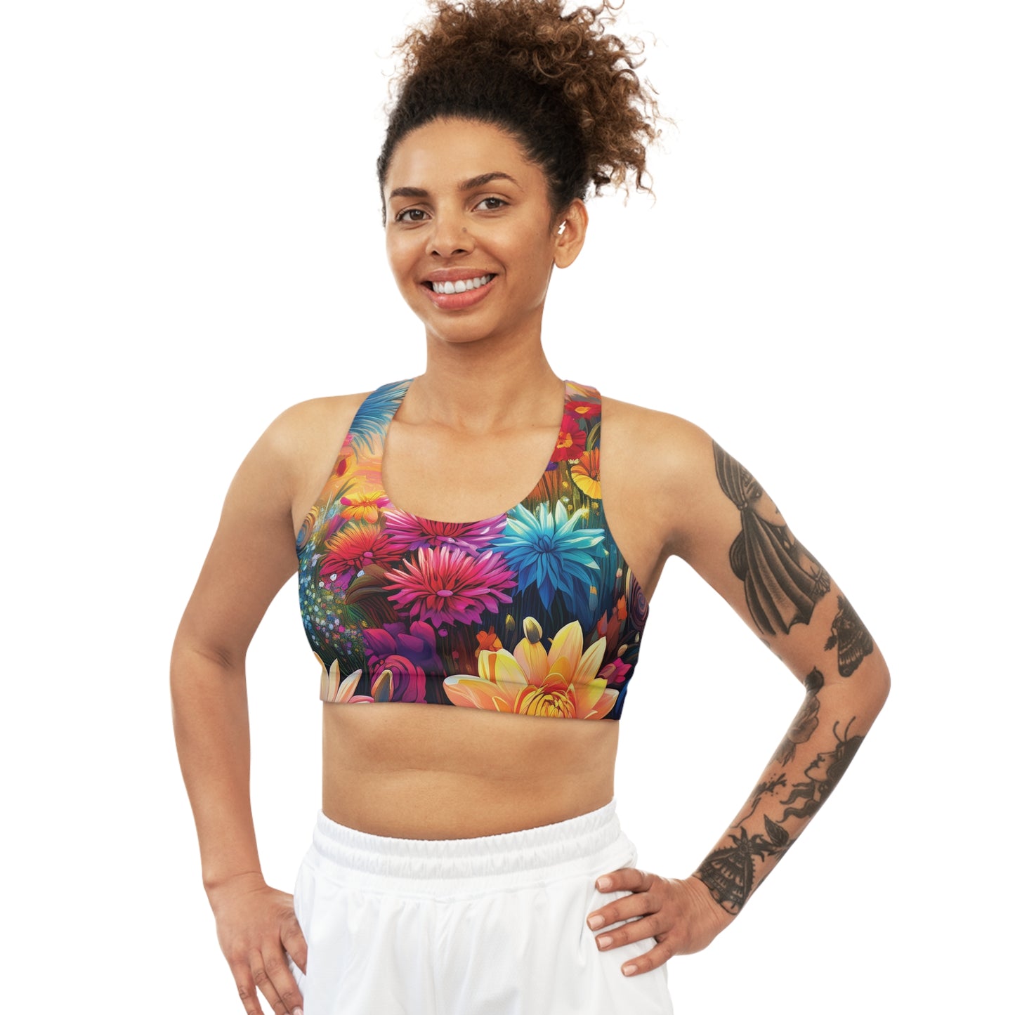 Pop Art Flower Garden - Seamless Sports Bra