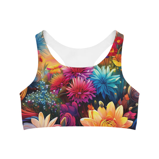 Pop Art Flower Garden - Seamless Sports Bra