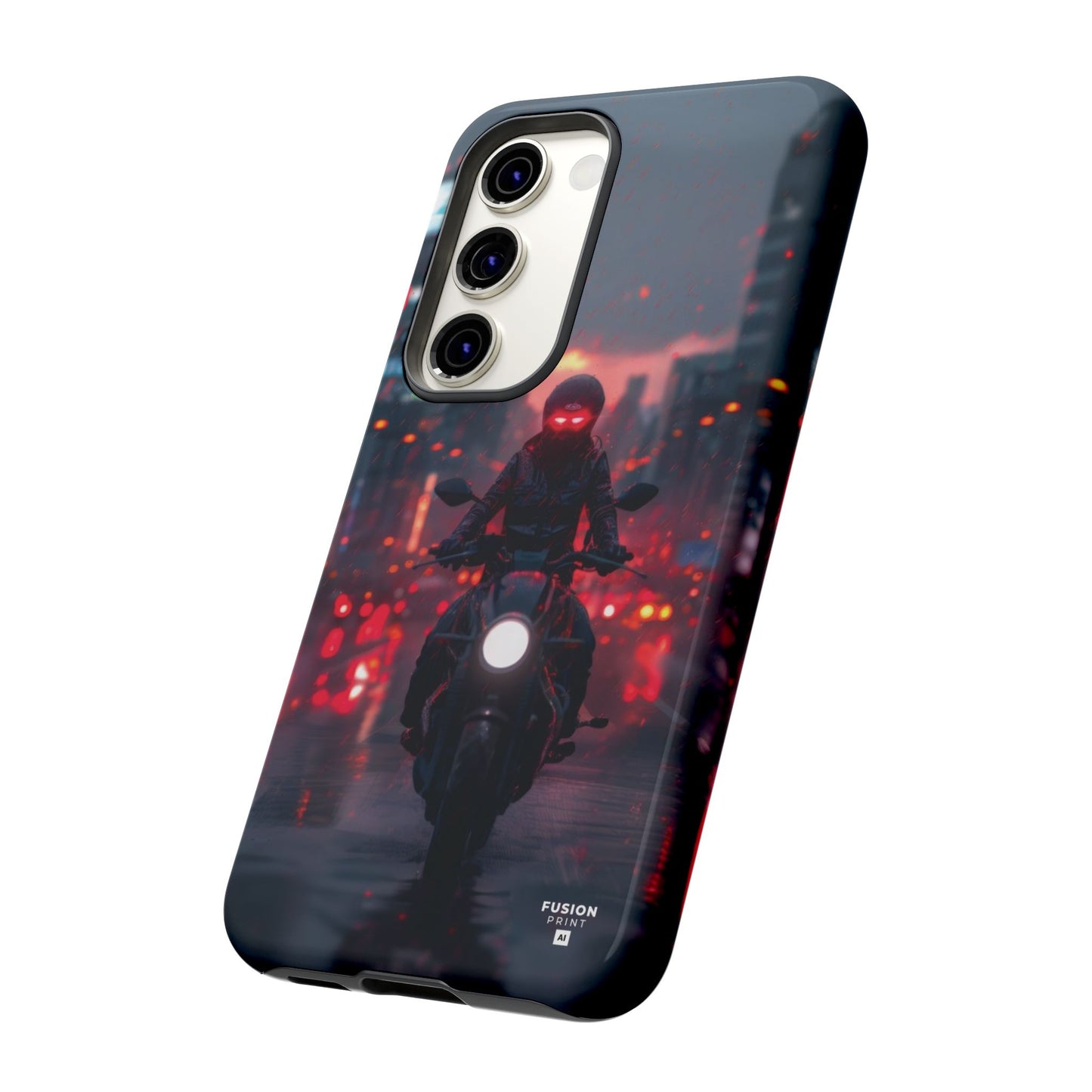 Futuristic Biker in the City Phone Case