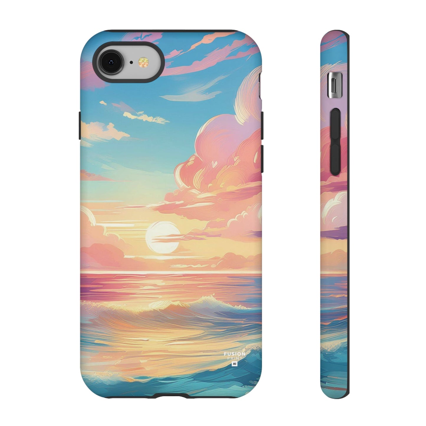 Pop Art Pastel Sky with Clouds Above the Ocean Phone Case