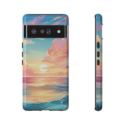 Pop Art Pastel Sky with Clouds Above the Ocean Phone Case