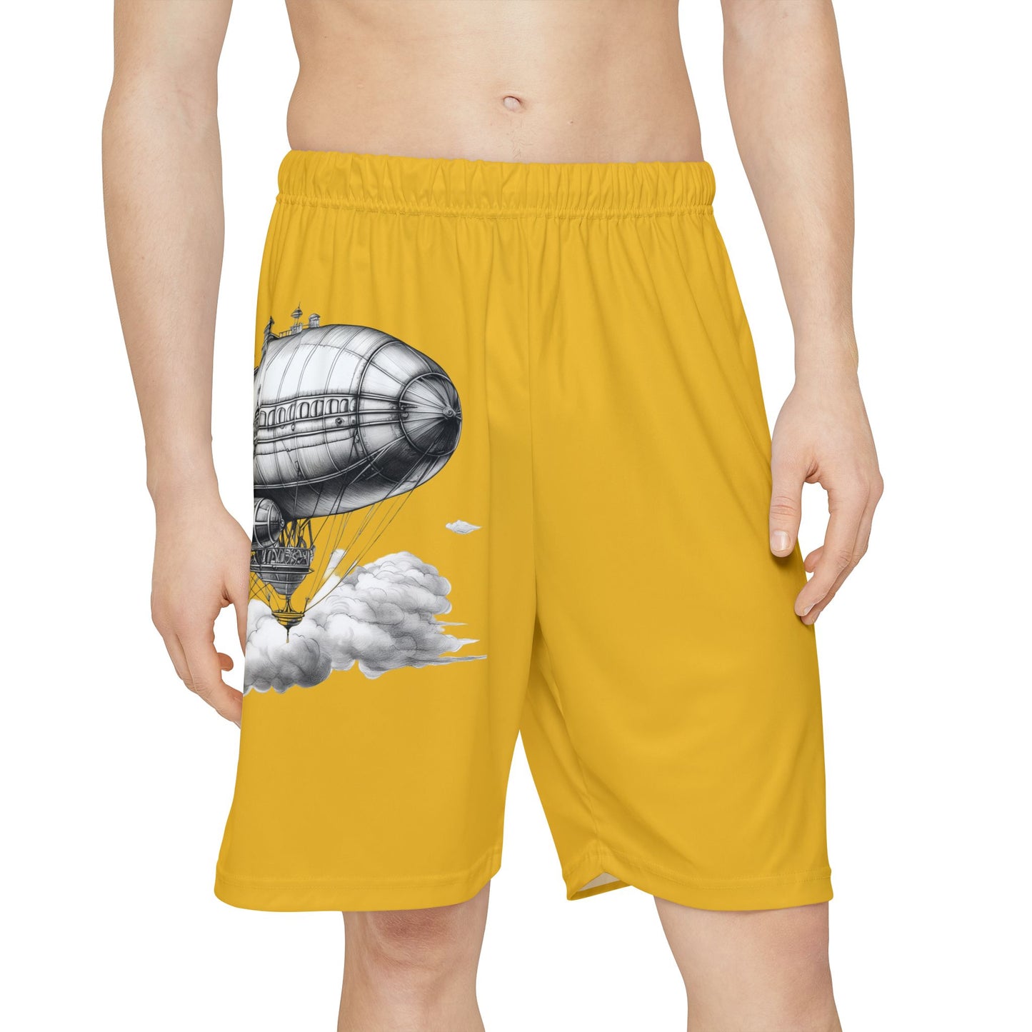 Steampunk Blimp - Men’s Sports Shorts (Yellow)