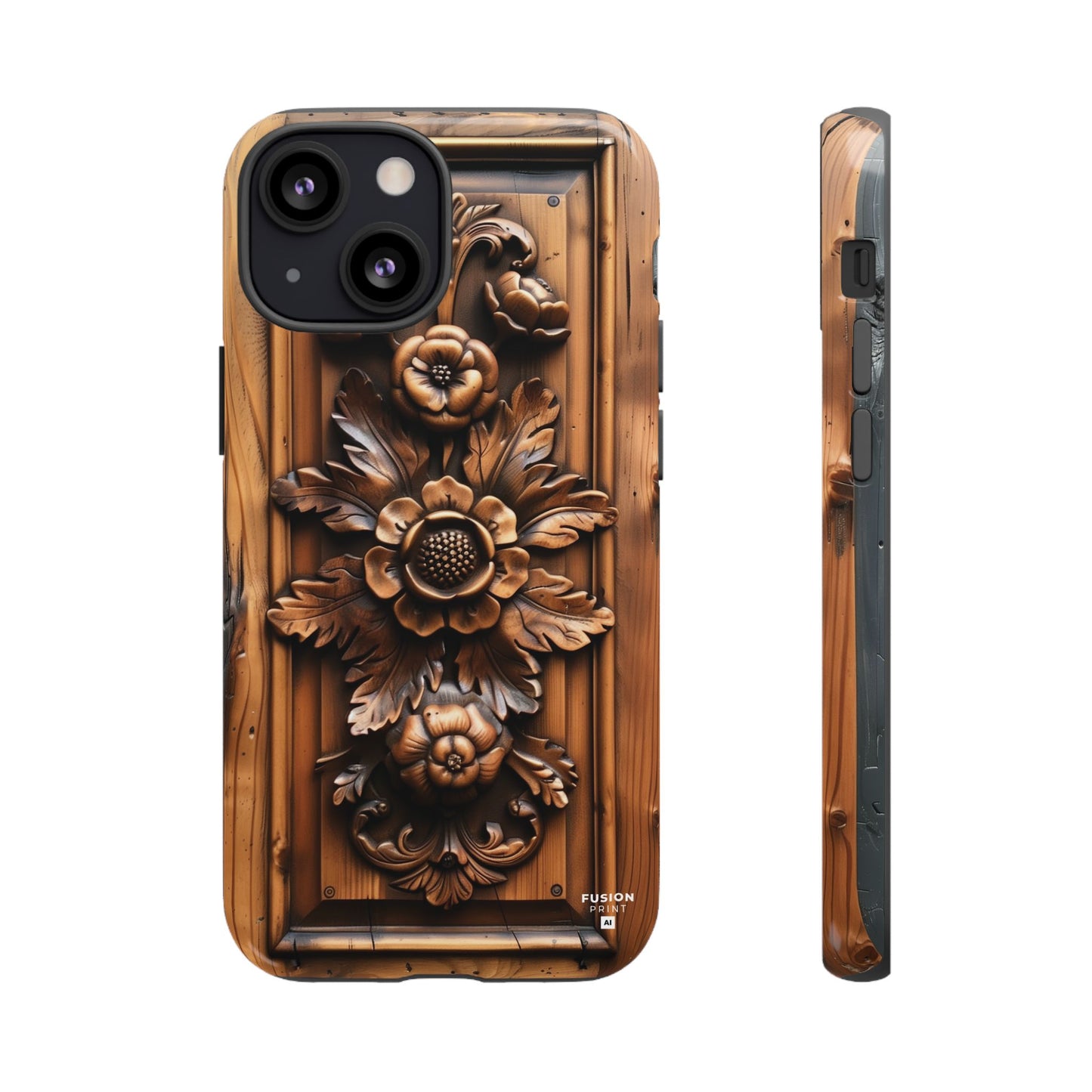 Floret Wood Carving Phone Case