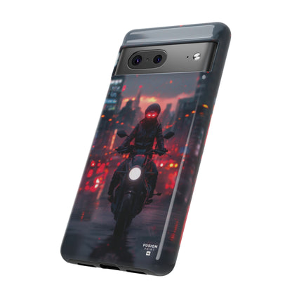 Futuristic Biker in the City Phone Case