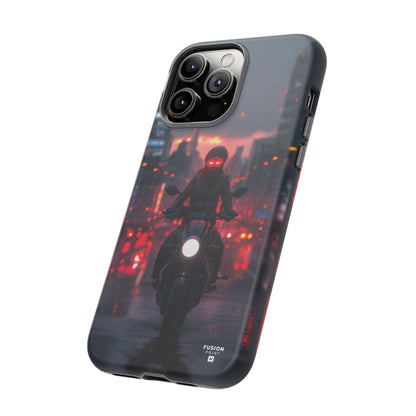 Futuristic Biker in the City Phone Case