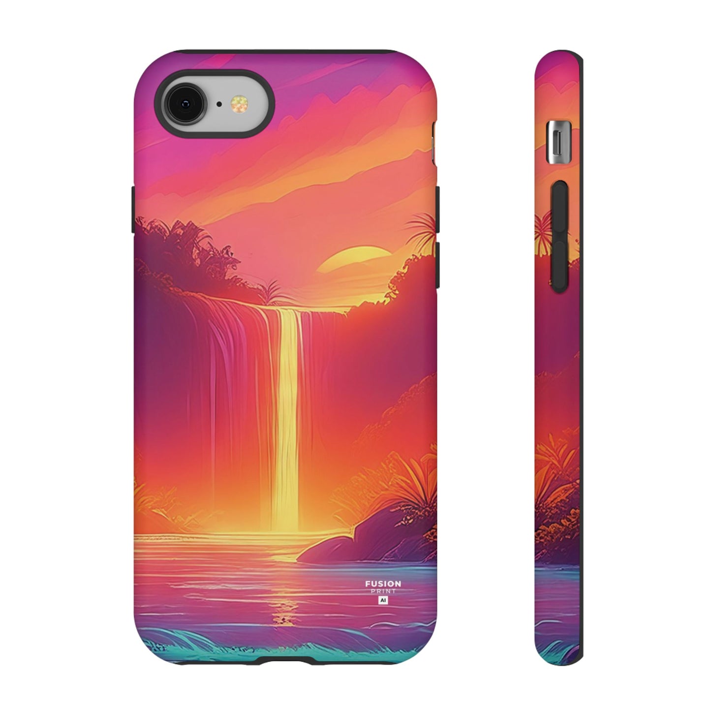 Synth-Wave Waterfall Sunrise Phone Case