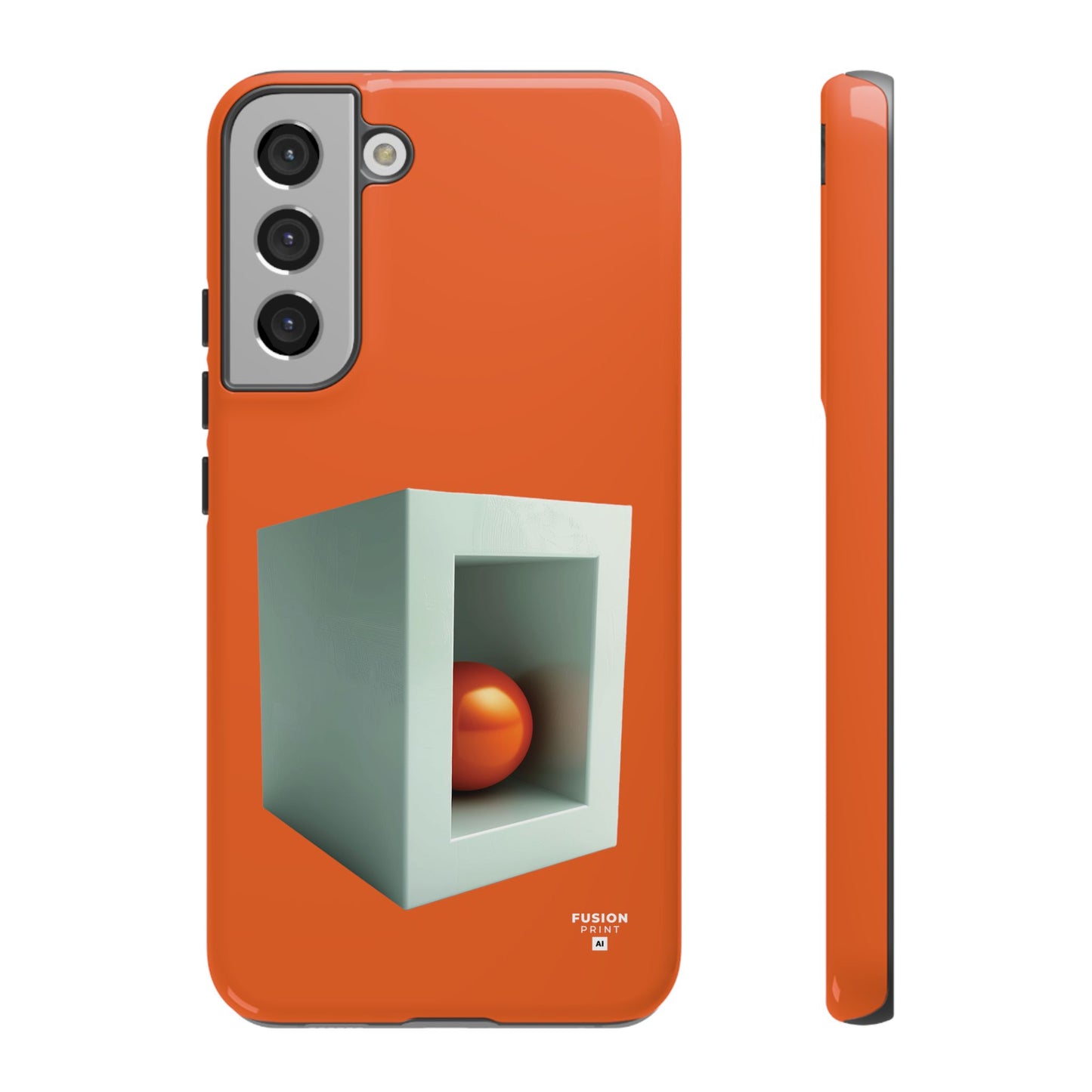 Orange Ball in a White Cube Phone Case