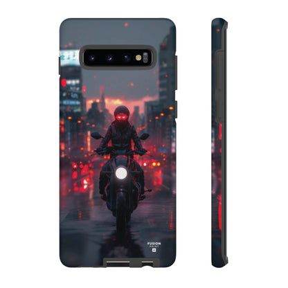 Futuristic Biker in the City Phone Case