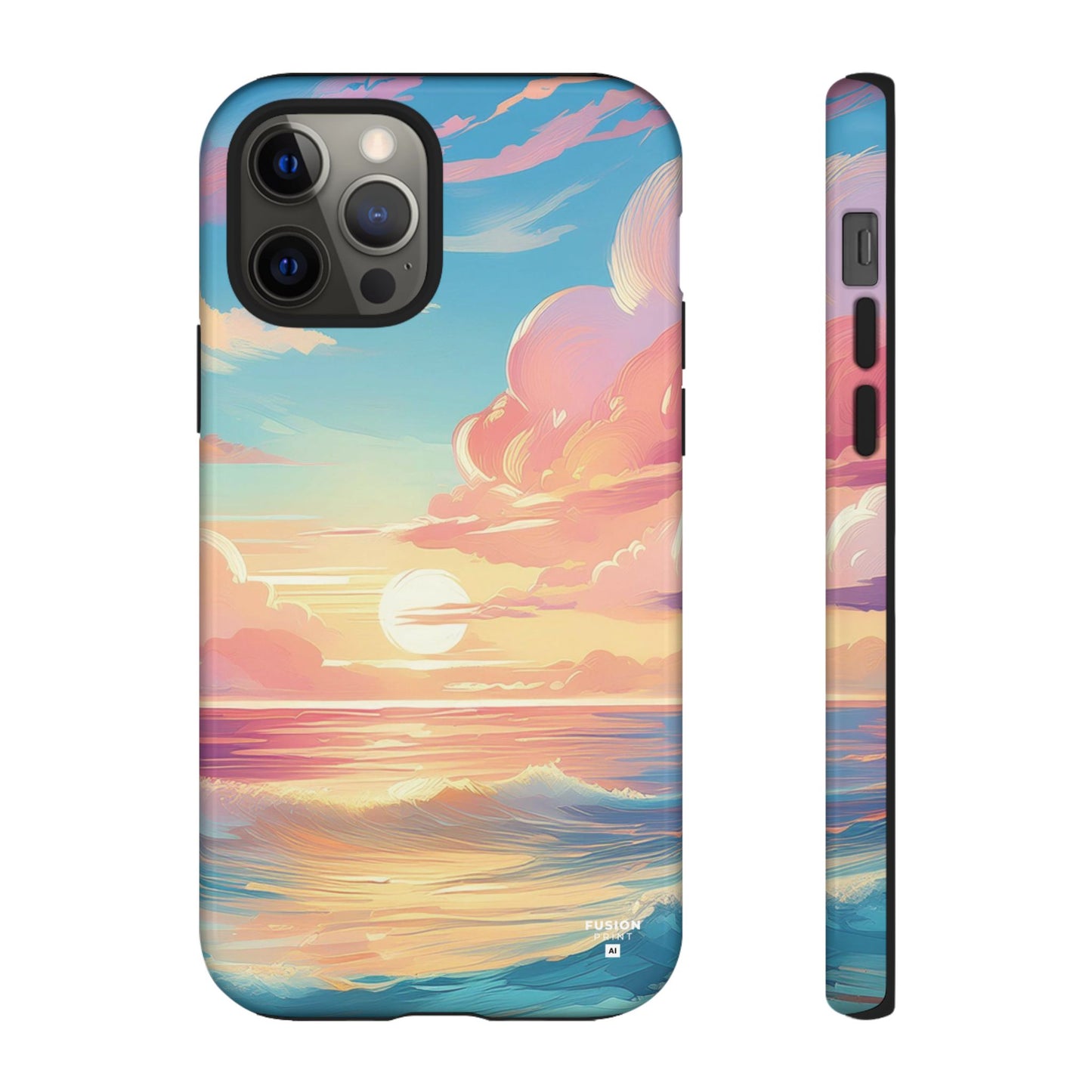 Pop Art Pastel Sky with Clouds Above the Ocean Phone Case