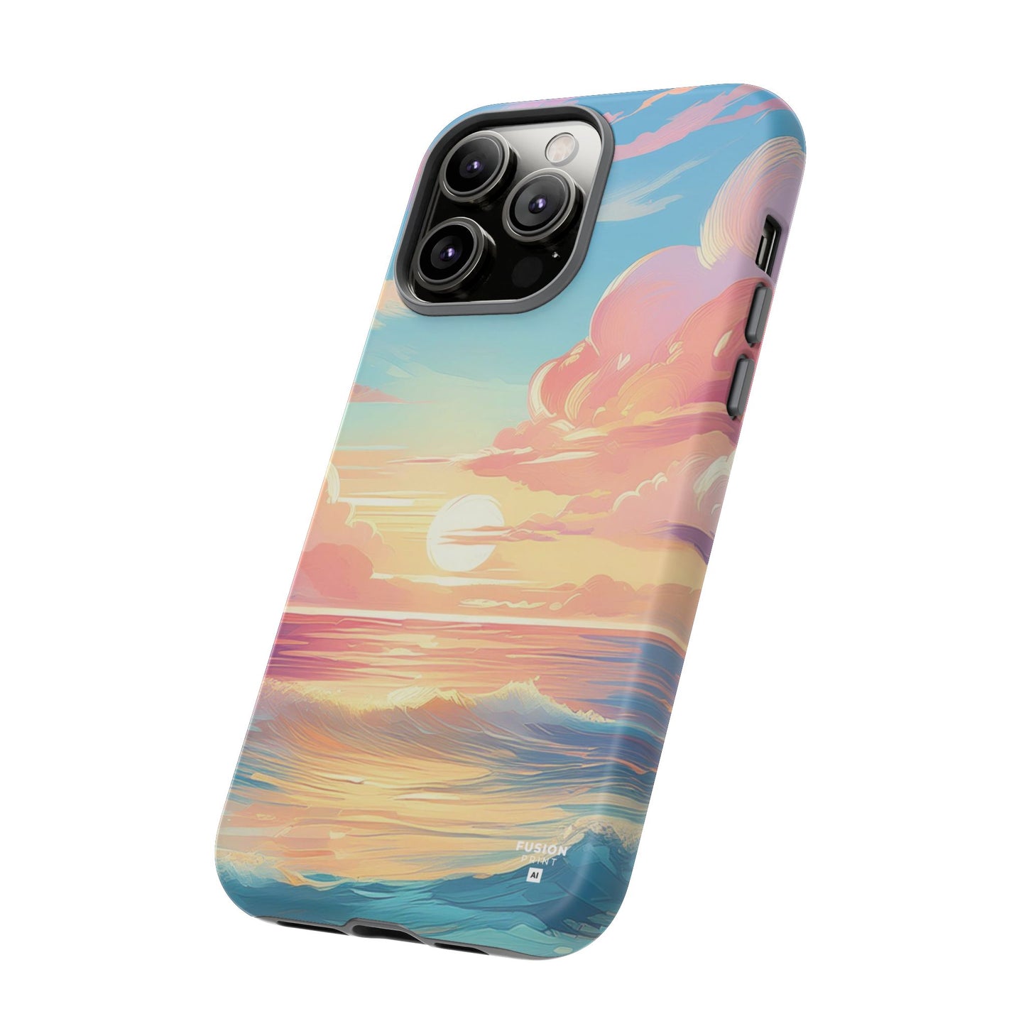 Pop Art Pastel Sky with Clouds Above the Ocean Phone Case