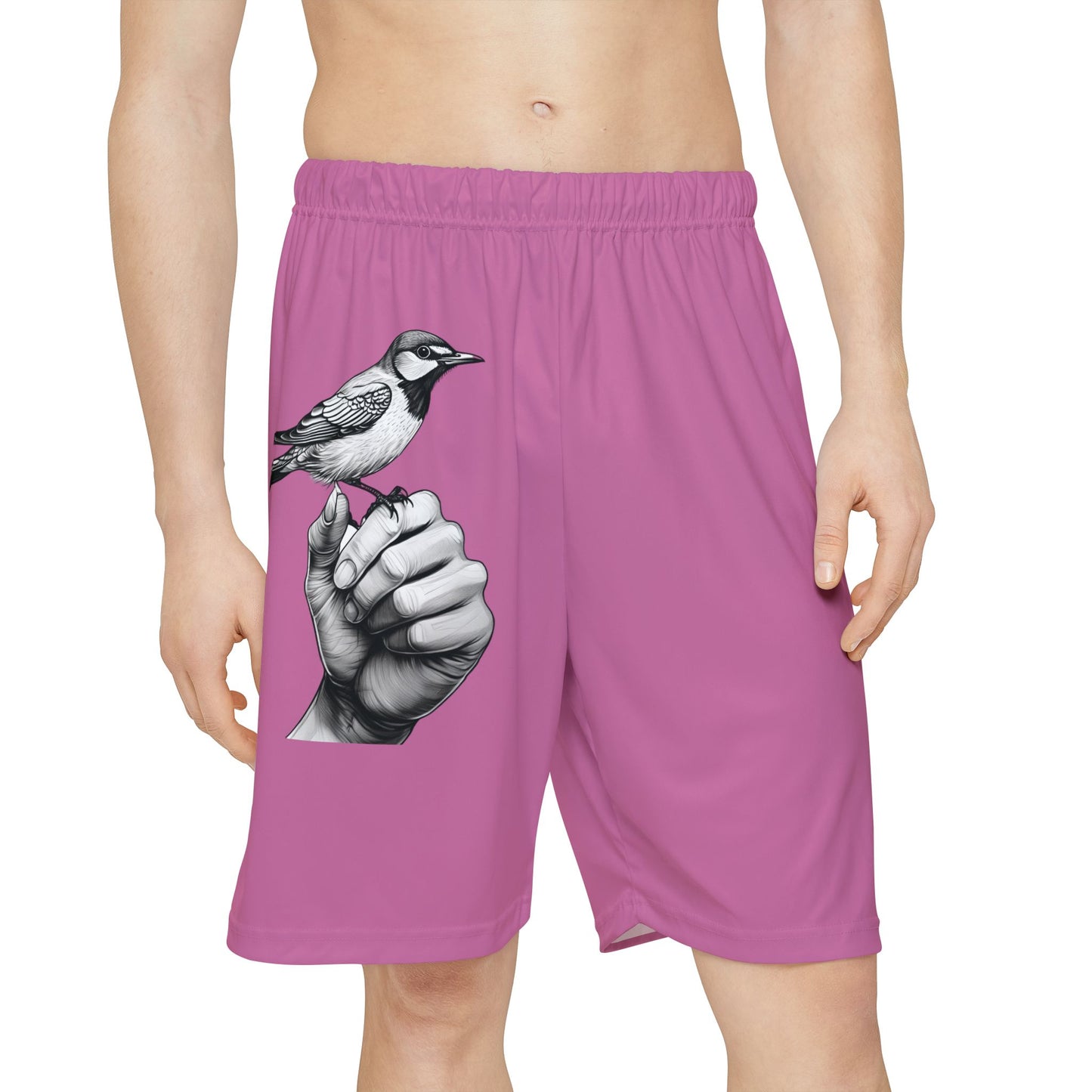 Bird on a Finger - Men’s Sports Shorts (Pink)