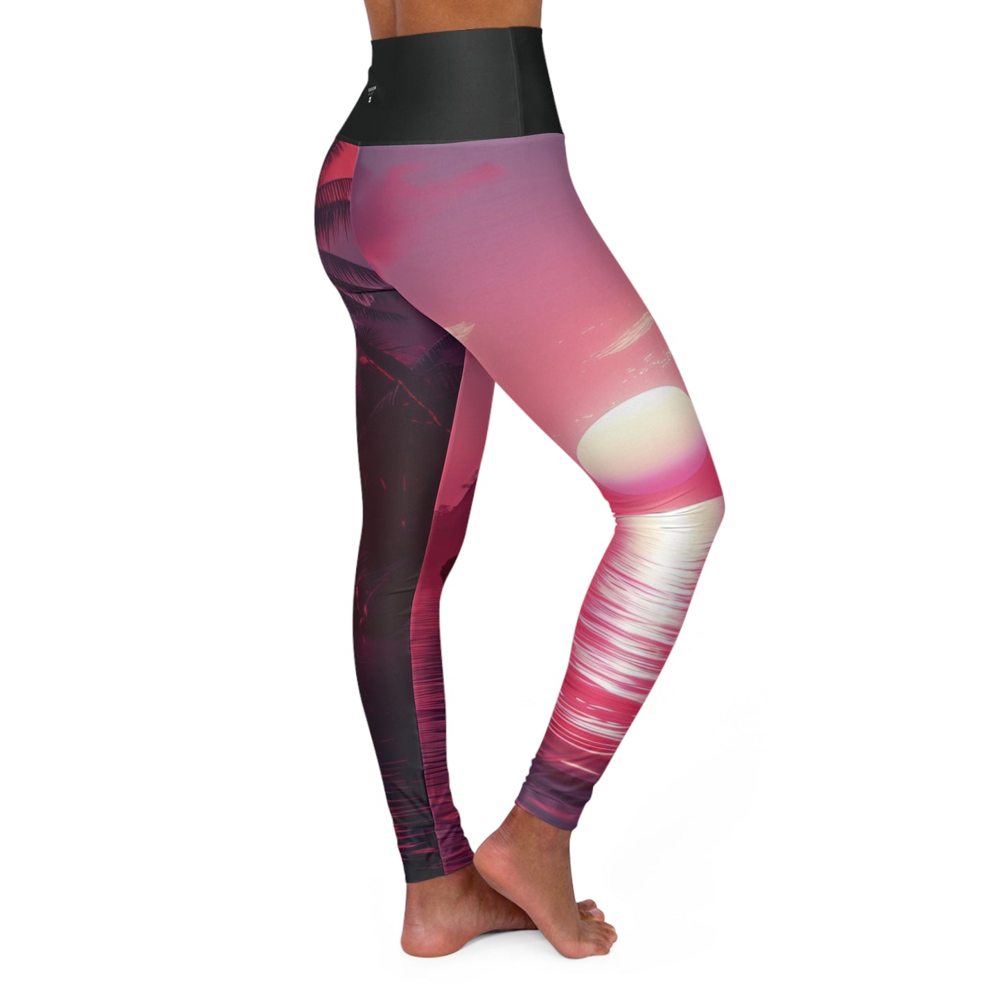 Synth-Wave Sunrise - High Waisted Yoga Leggings