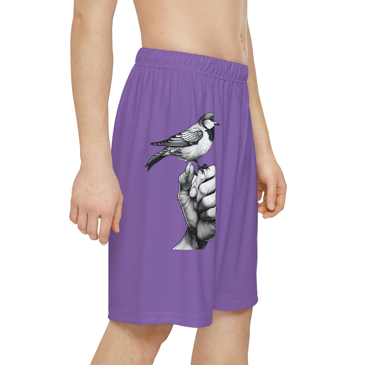 Bird on a Finger - Men’s Sports Shorts (Light Purple)