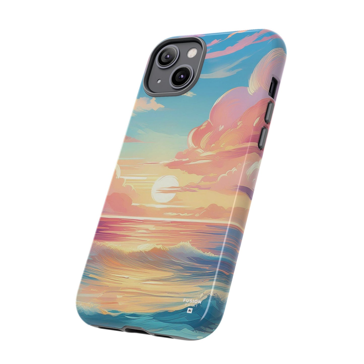 Pop Art Pastel Sky with Clouds Above the Ocean Phone Case