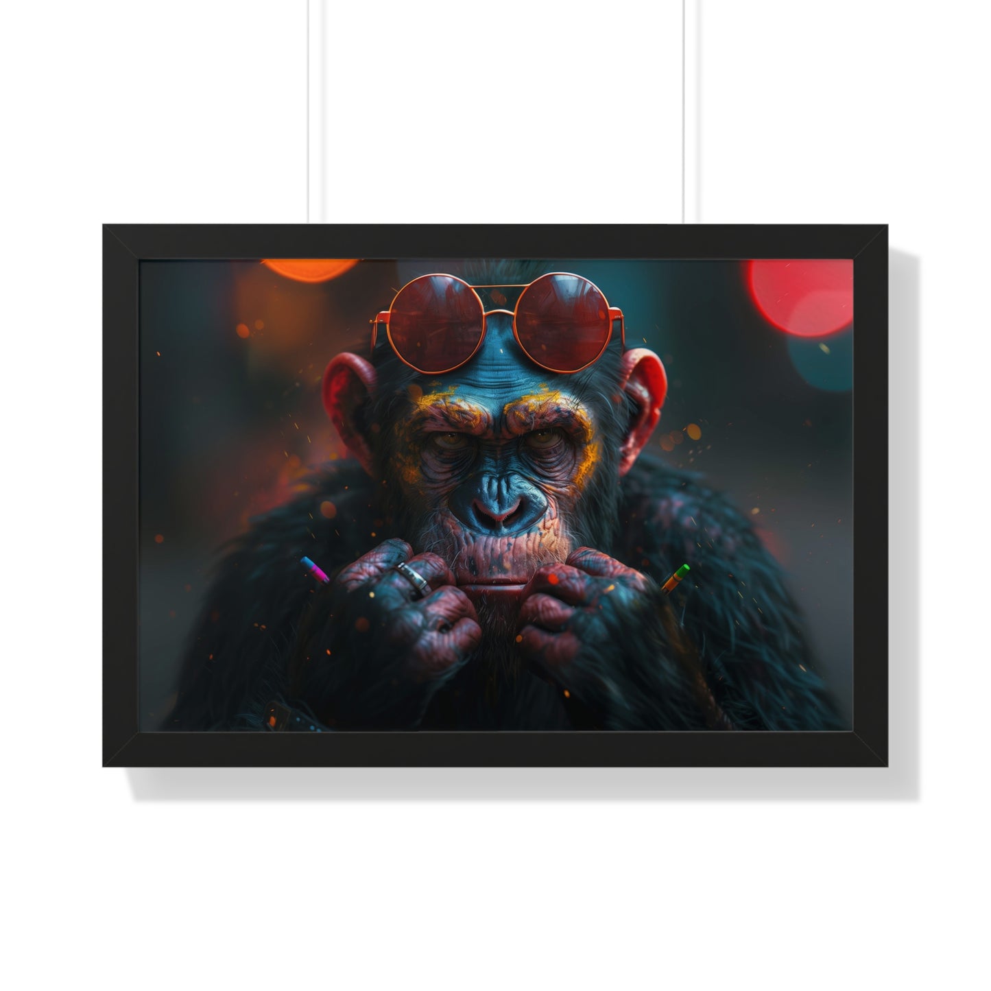 Primate with Crayon - Framed Horizontal Poster