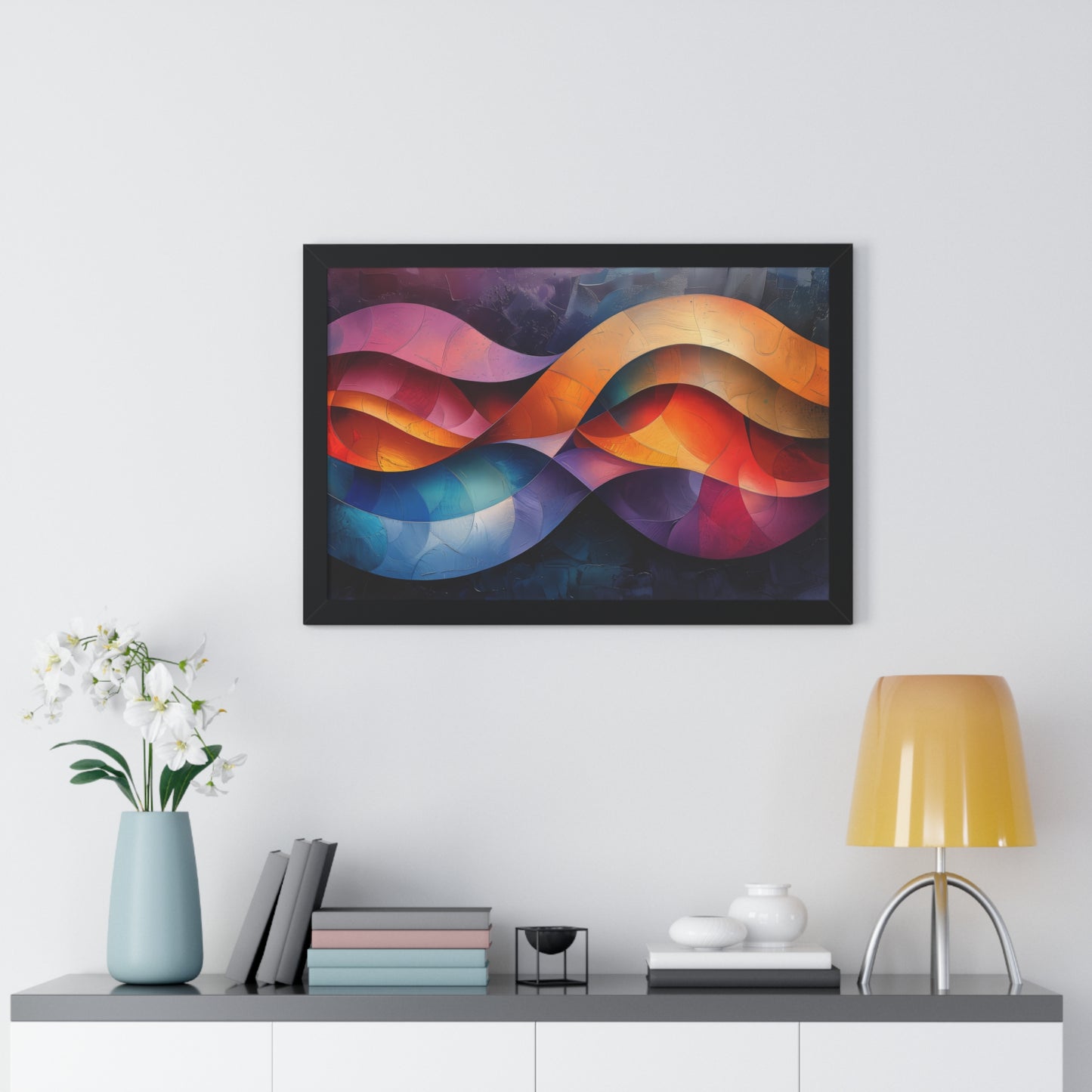 Abstract Color Waves - Framed Horizontal Poster