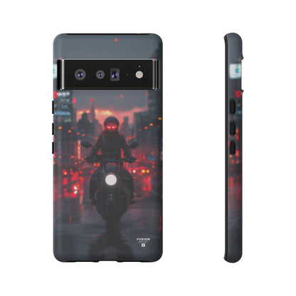 Futuristic Biker in the City Phone Case