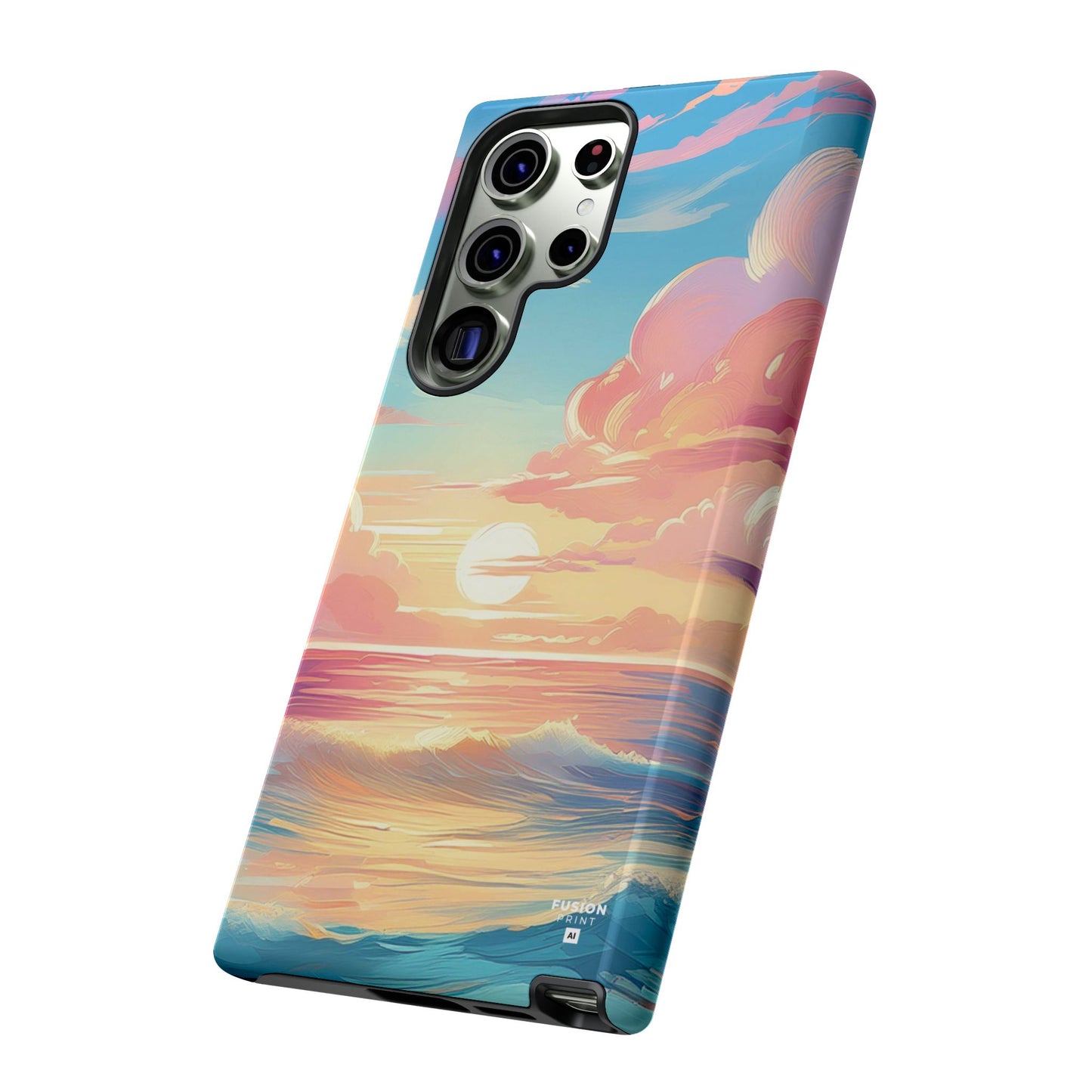 Pop Art Pastel Sky with Clouds Above the Ocean Phone Case