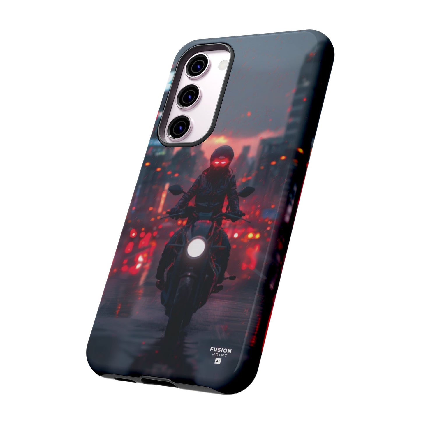 Futuristic Biker in the City Phone Case