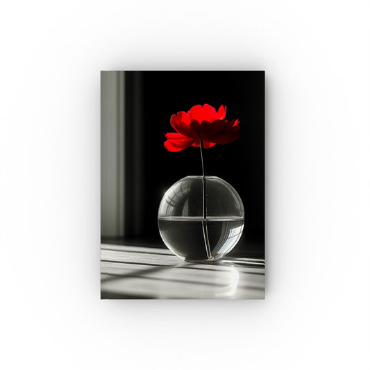 Single Red Flower Hardback Journal