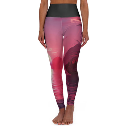 Synth-Wave Sunrise - High Waisted Yoga Leggings