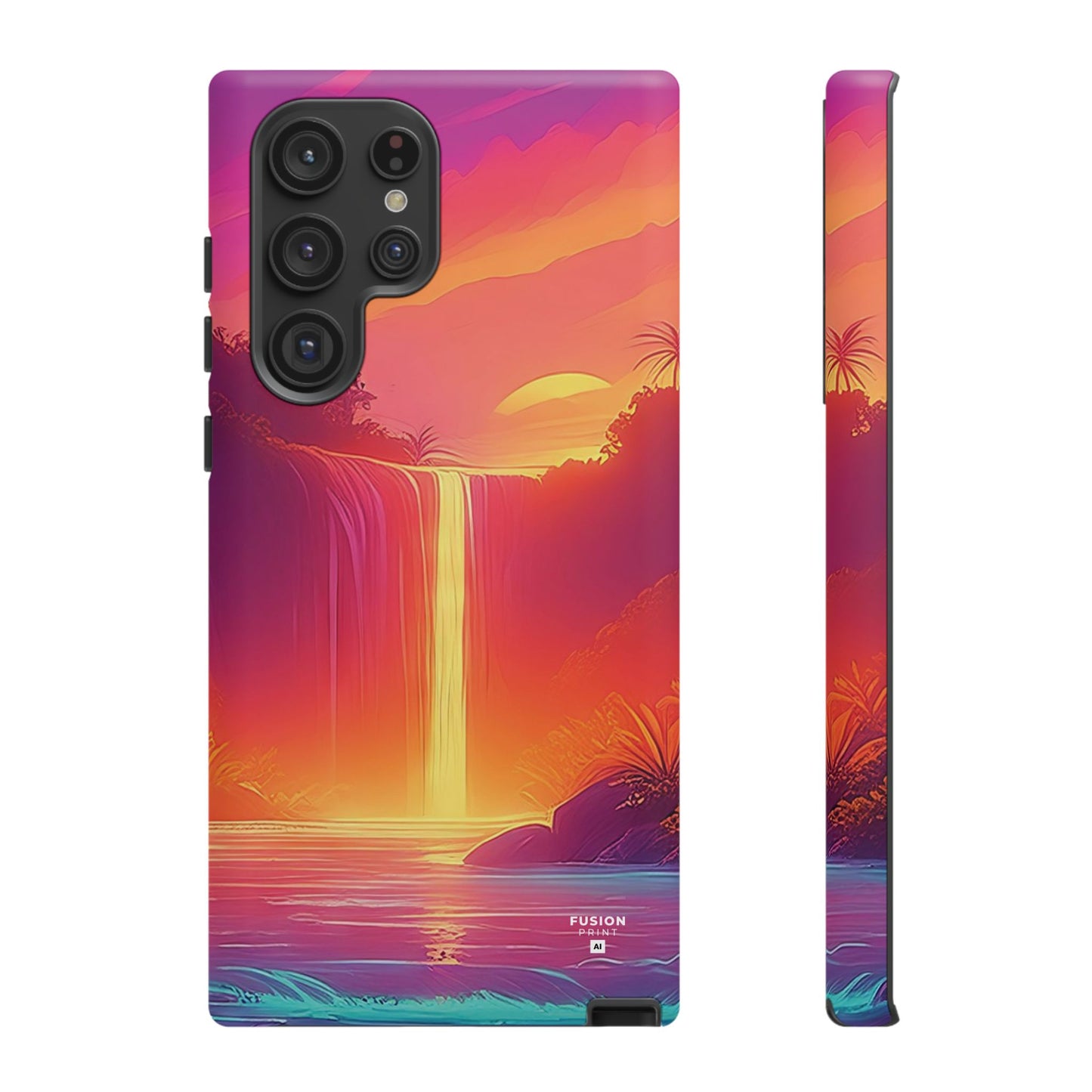 Synth-Wave Waterfall Sunrise Phone Case