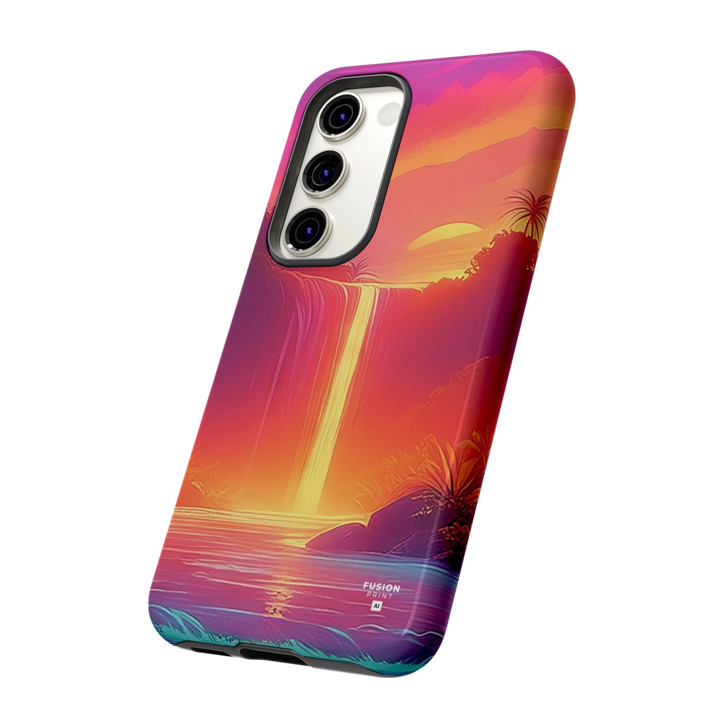 Synth-Wave Waterfall Sunrise Phone Case