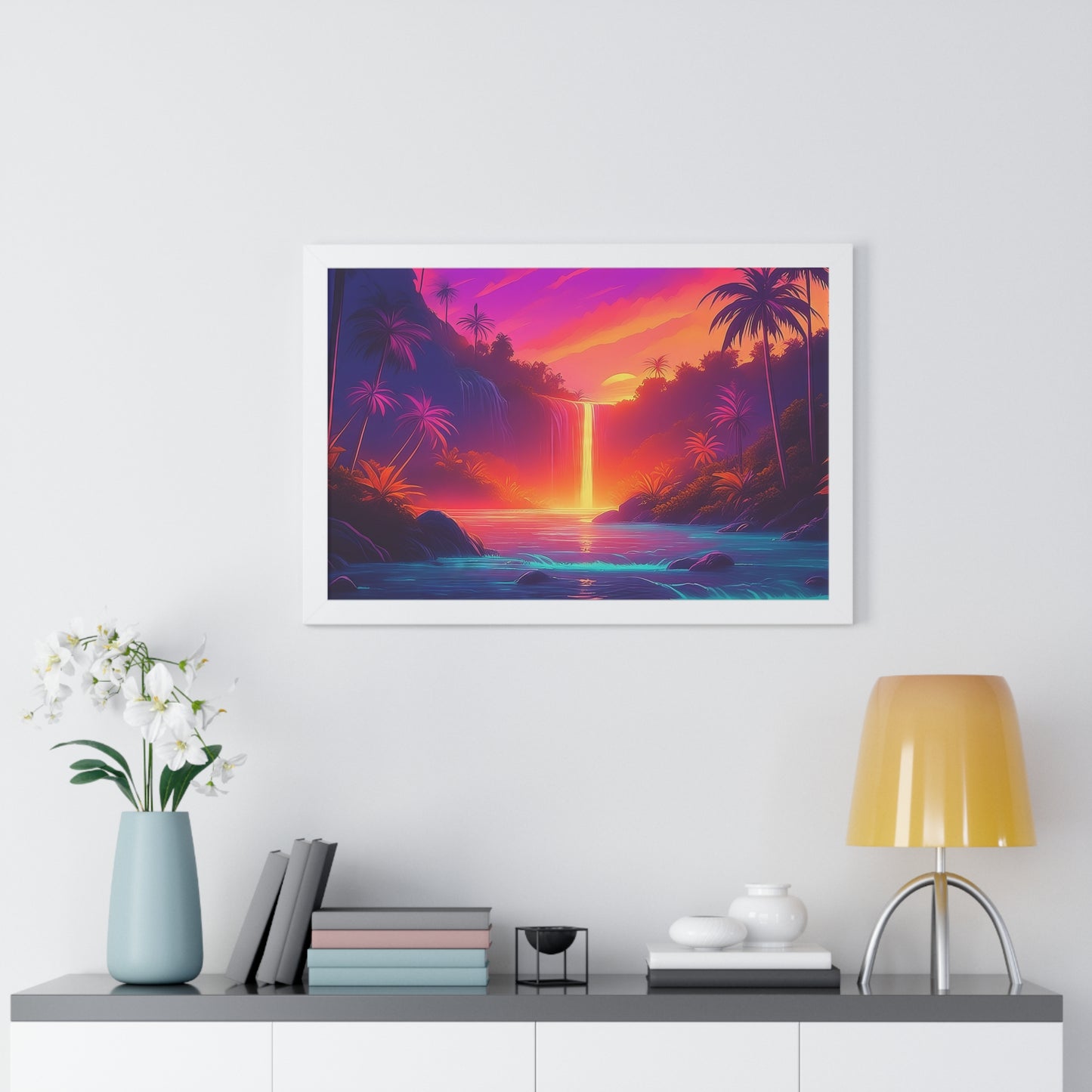 Synth-wave Jungle - Framed Horizontal Poster