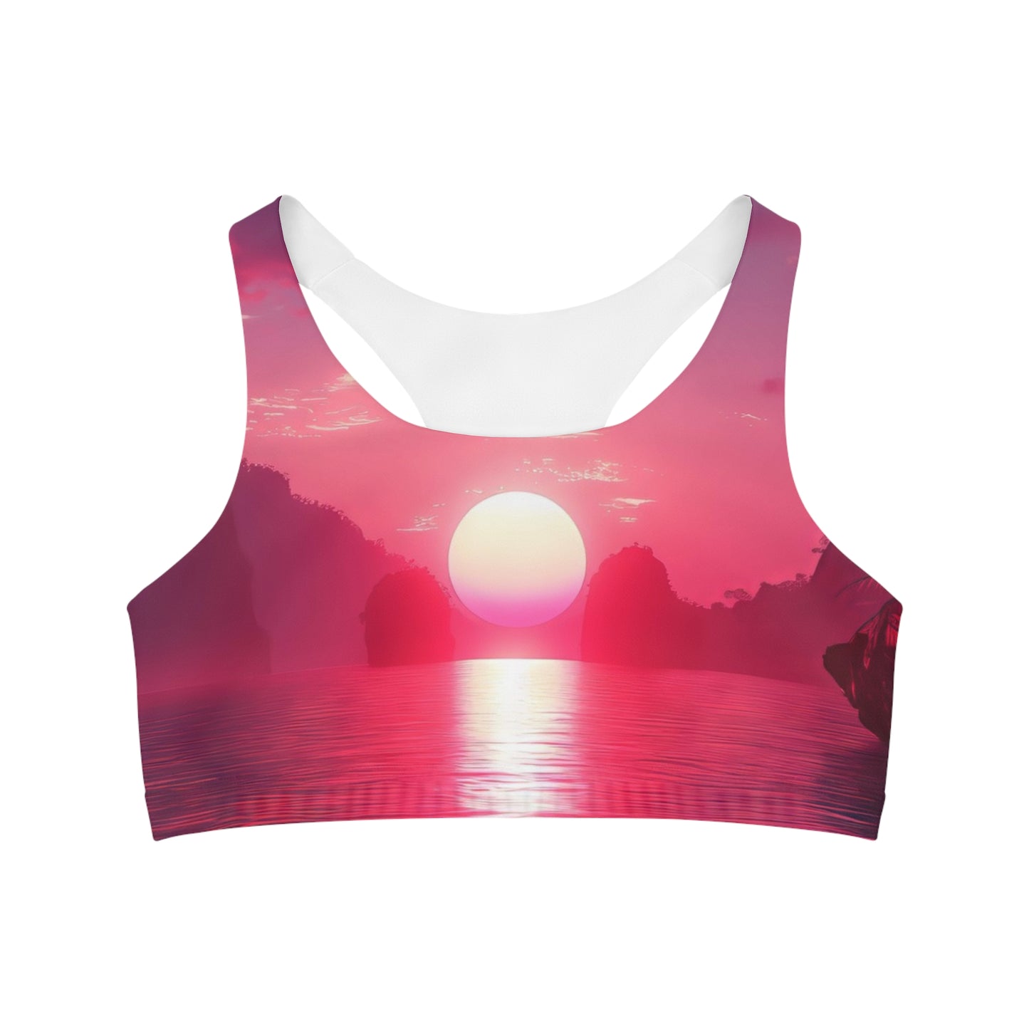 Synth-Wave Sunrise - Seamless Sports Bra