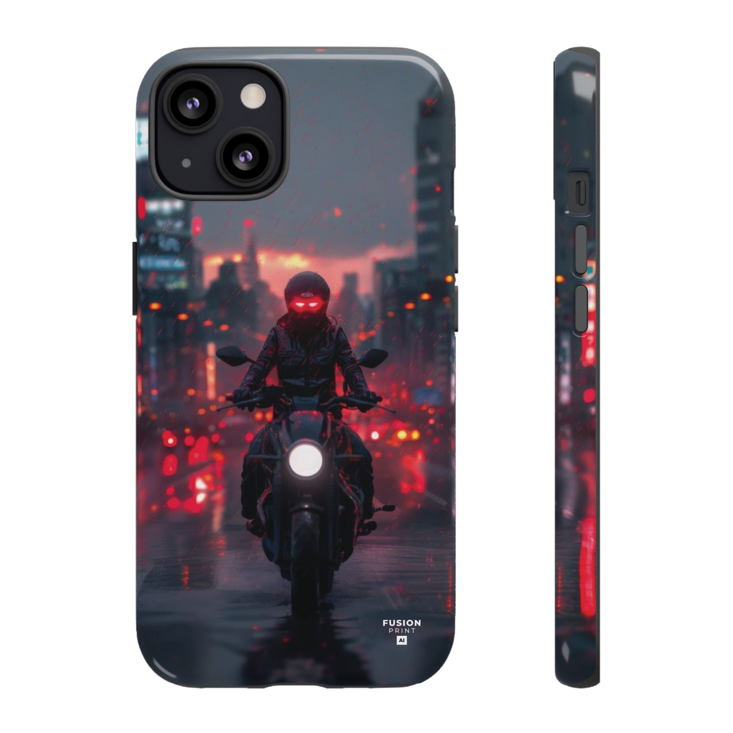 Futuristic Biker in the City Phone Case